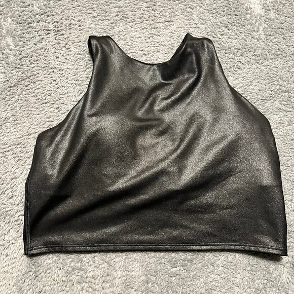 Athleta Other - Athleta Conscious Crop Top Small Racerback Built In Bra Metallic Black Sport